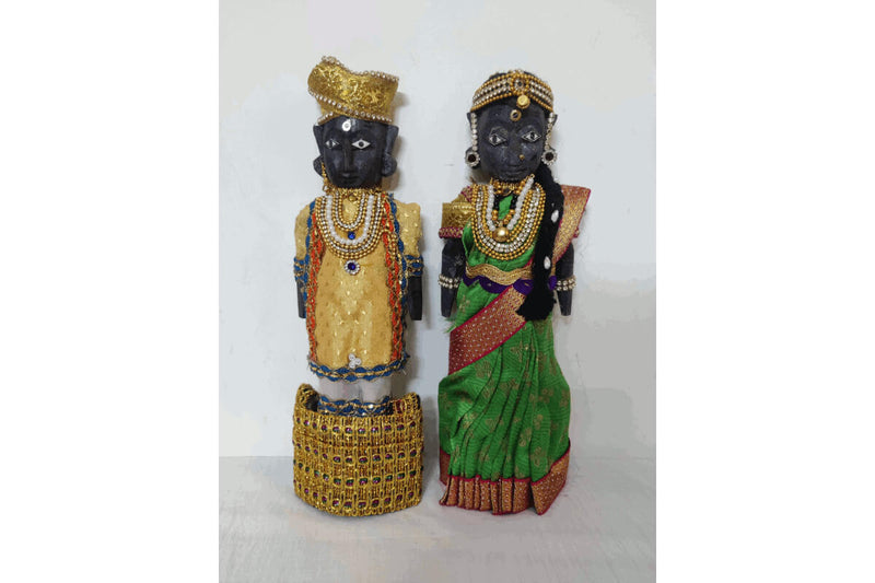 Decorated Wooden Marapachi Doll Pair 10 inches