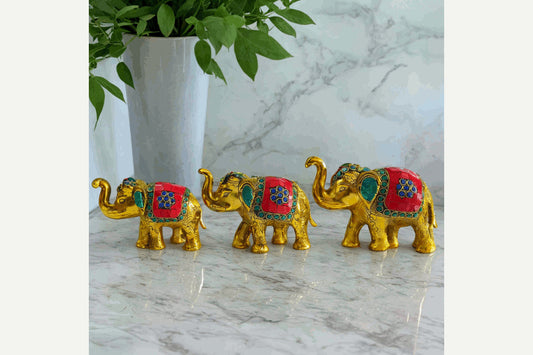 Stone Work Elephant Statue Set