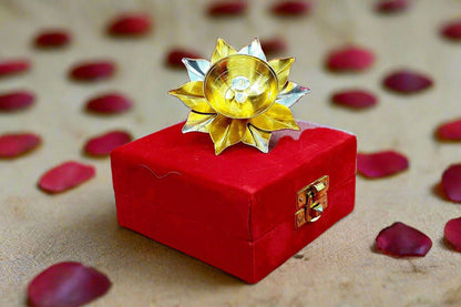 3" Brass Diya Velvet Box - Puja Celebrations