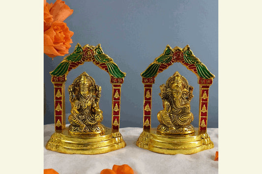 Meenakari Ganesha Lakshmi Statue