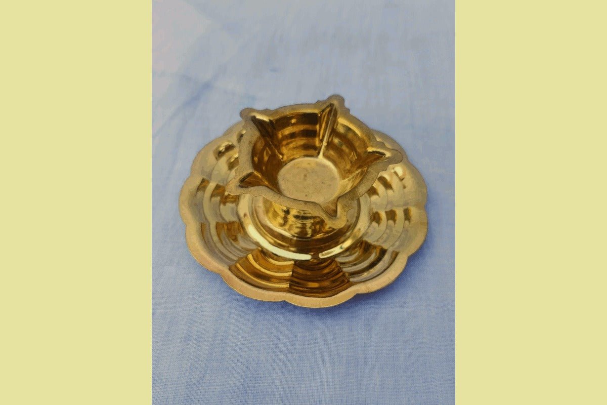 5 Face Diya with Plate - Puja Celebrations