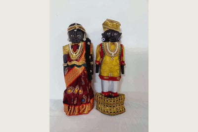 Decorated Wooden Marapachi Doll Pair 9inch