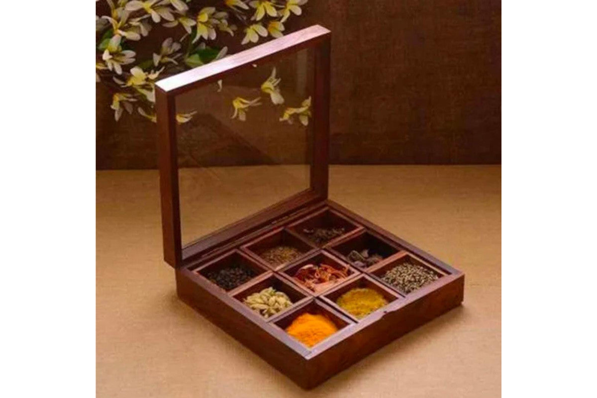 Wooden Masala Spices Box