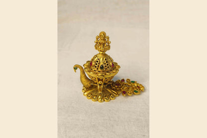 Brass Matte Lakshmi Kumkum Box