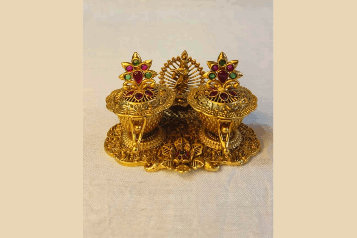 Brass Haldi Kumkum Box