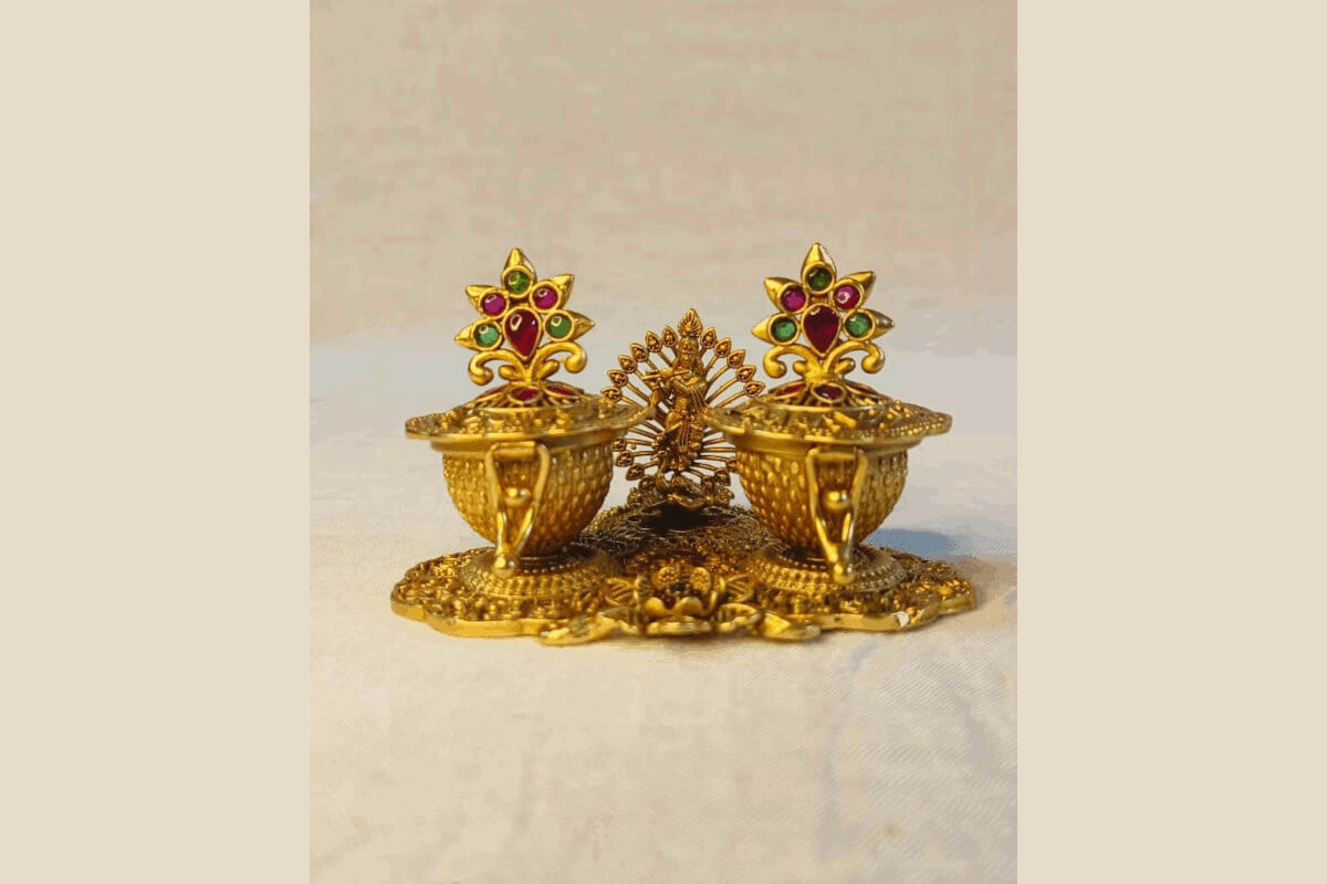 Brass Haldi Kumkum Box