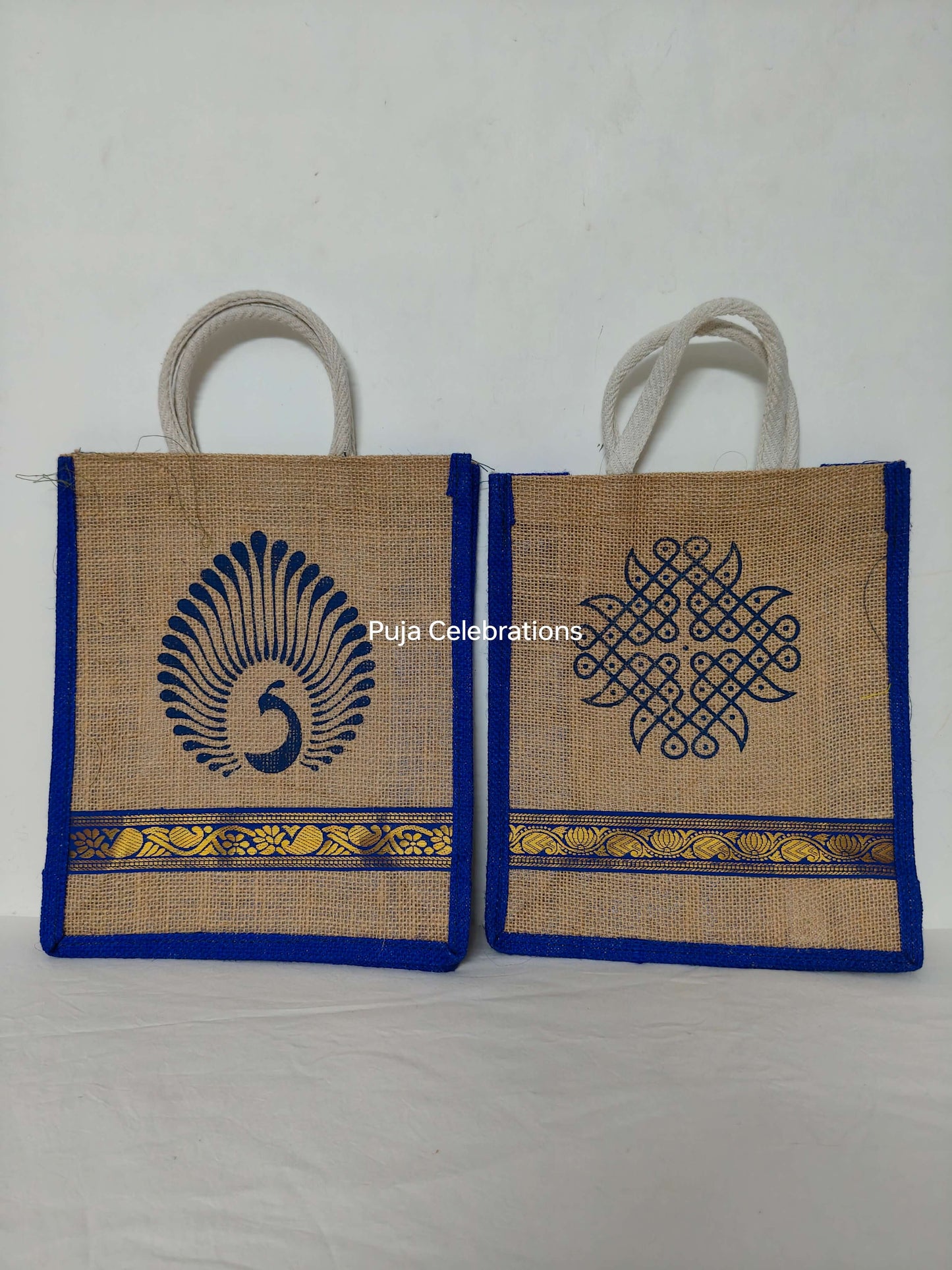 Jute Brocade Print Bag