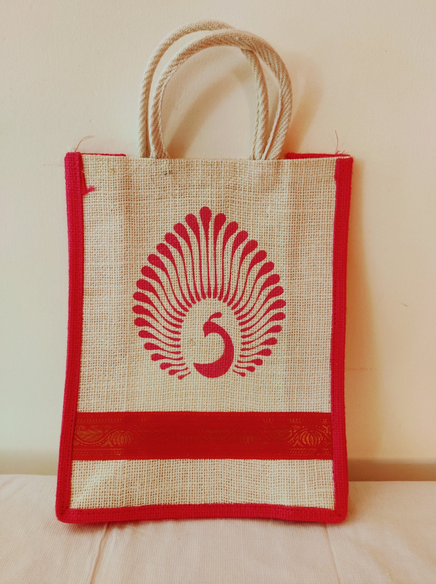 Jute Brocade Print Bag