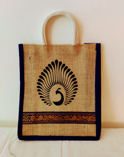 Jute Brocade Print Bag