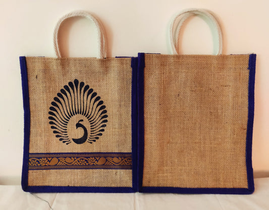 Jute Brocade Print Bag