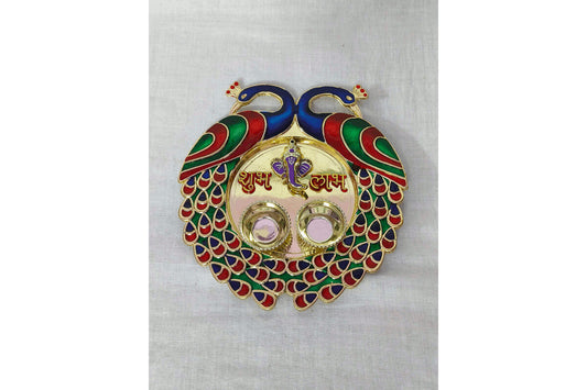 Double Peacock Meenakari Platter