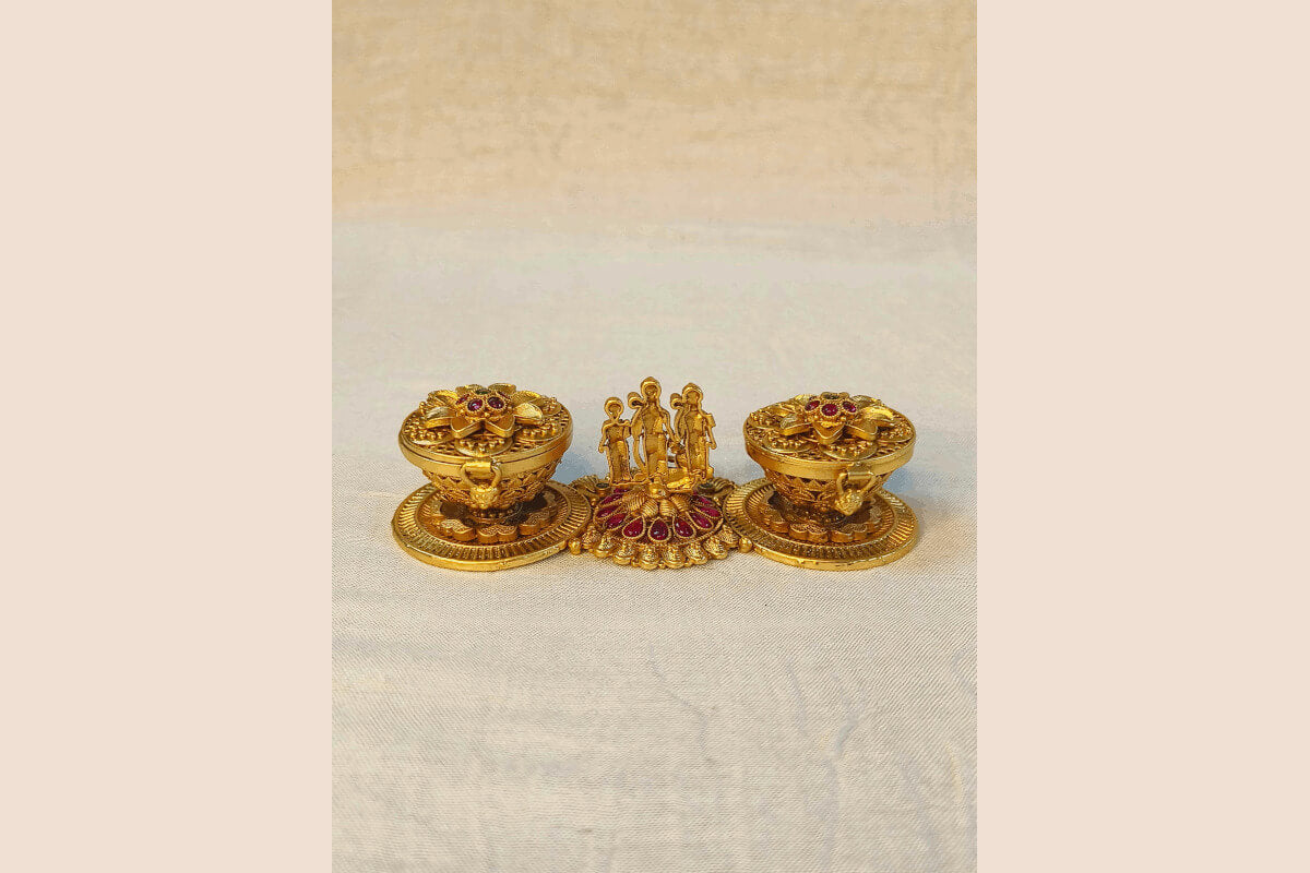 Brass Haldi Kumkum Box