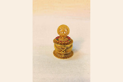 Brass Matte Lakshmi Kumkum Box