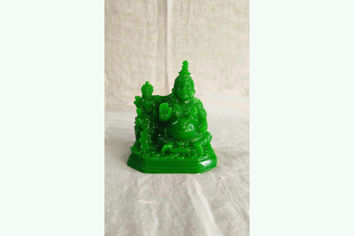 Green Kubera Lakshmi Statue