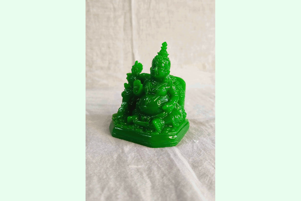 Green Kubera Lakshmi Statue