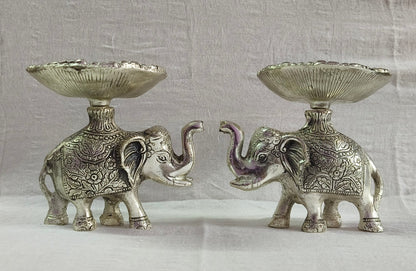 Metal Antique Elephant Bowl Pair