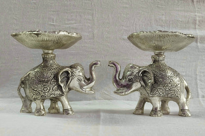 Metal Antique Elephant Bowl Pair