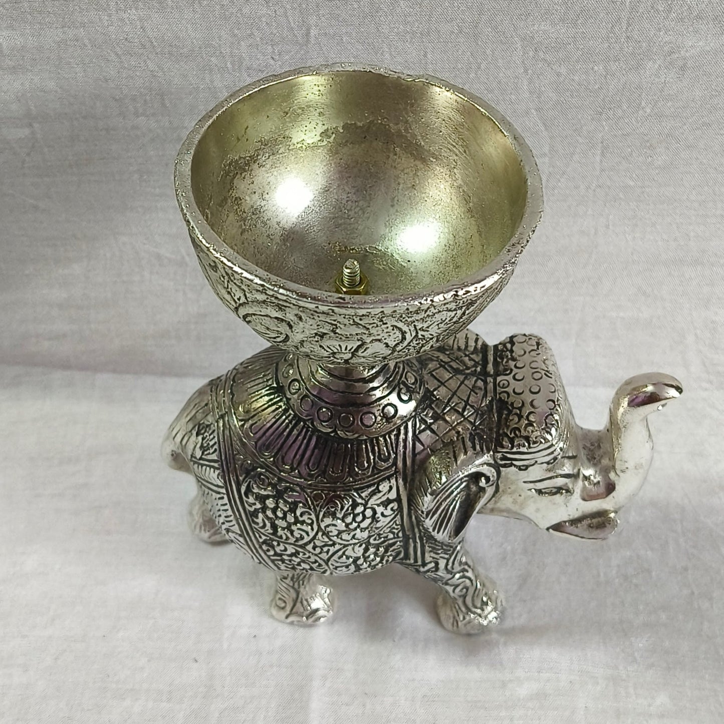 Top View of Metal Elephant Bowl Statue