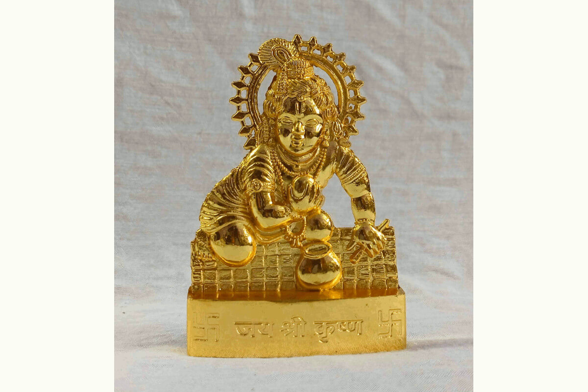 Ladoo Krishna Gold Standee