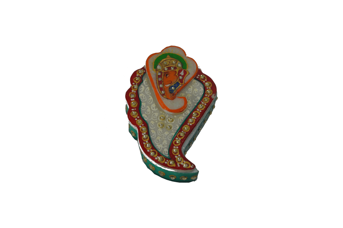 Marble Shankh Ganesh Kumkum