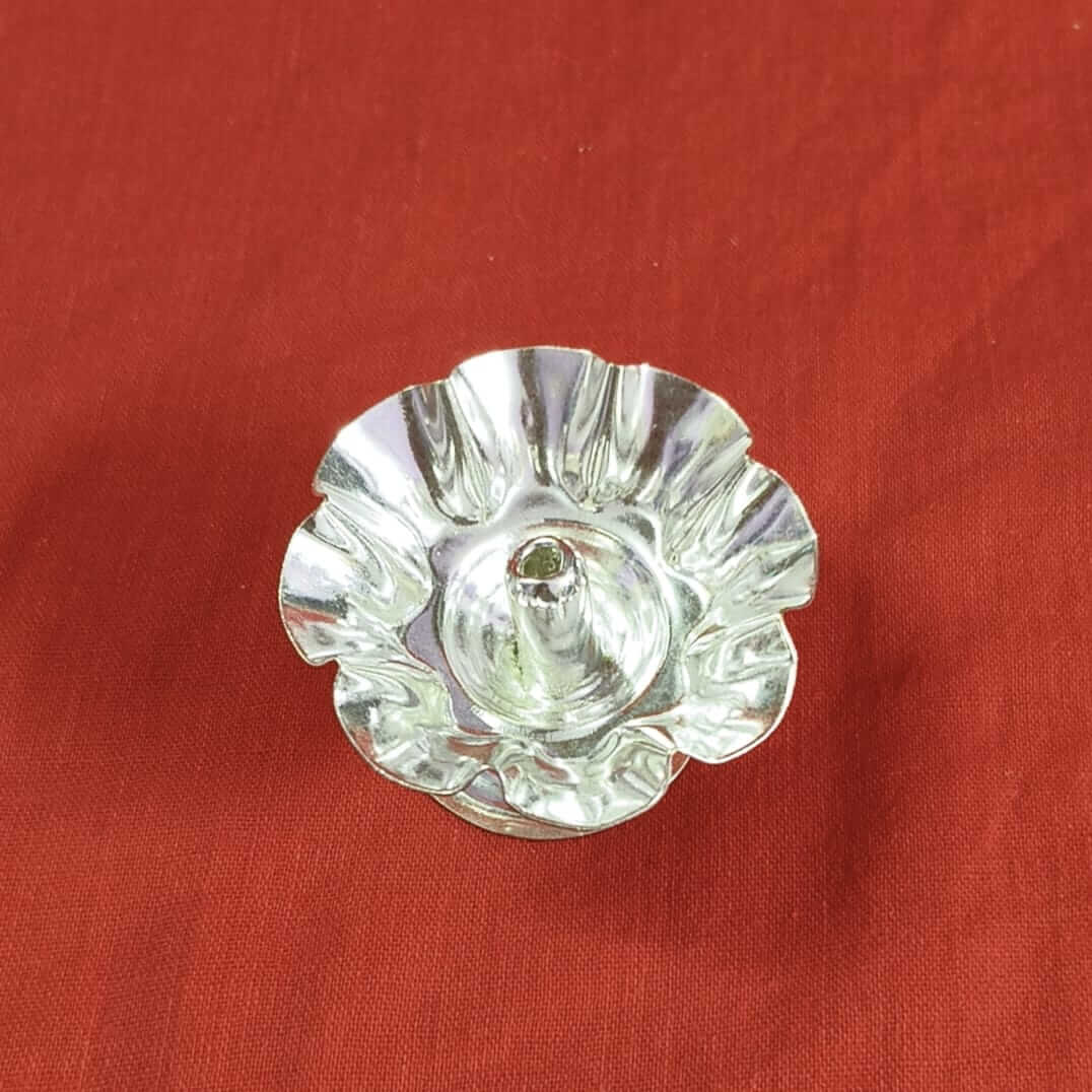 White Metal Flower Diya