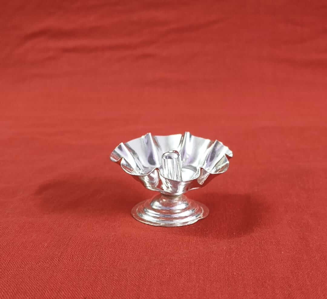 White Metal Flower Diya