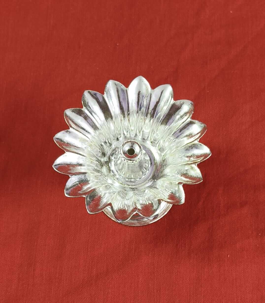 White Metal Flower Diya