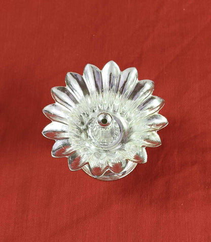 White Metal Flower Diya