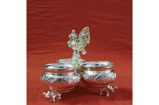 German Silver Peacock Kumkum Holder