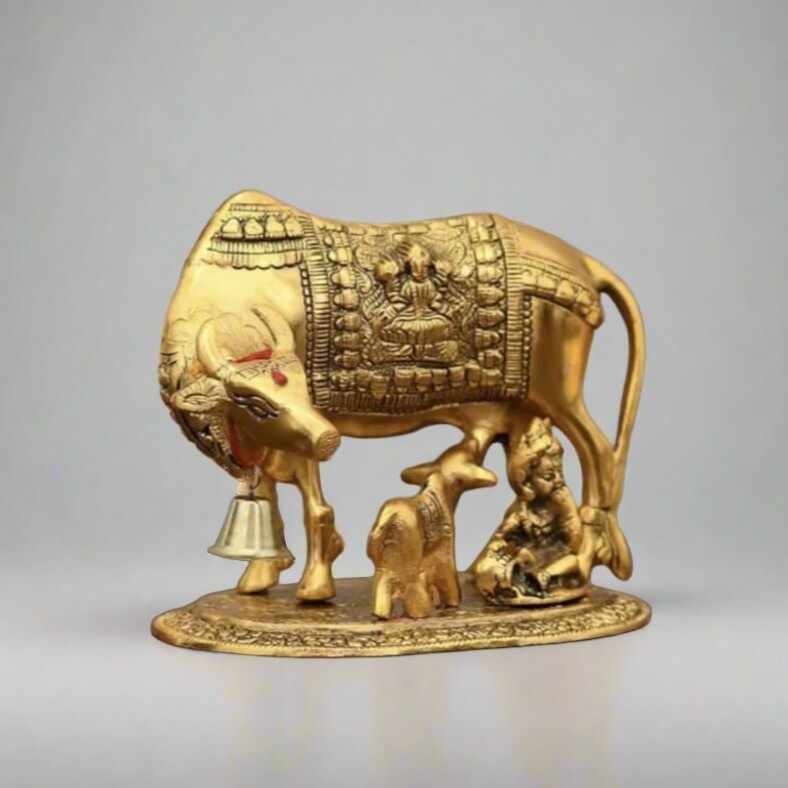 Cow and Calf With Krishna