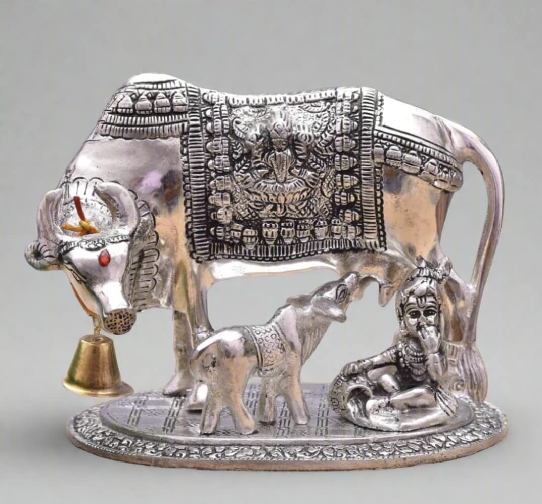 Cow and Calf With Krishna