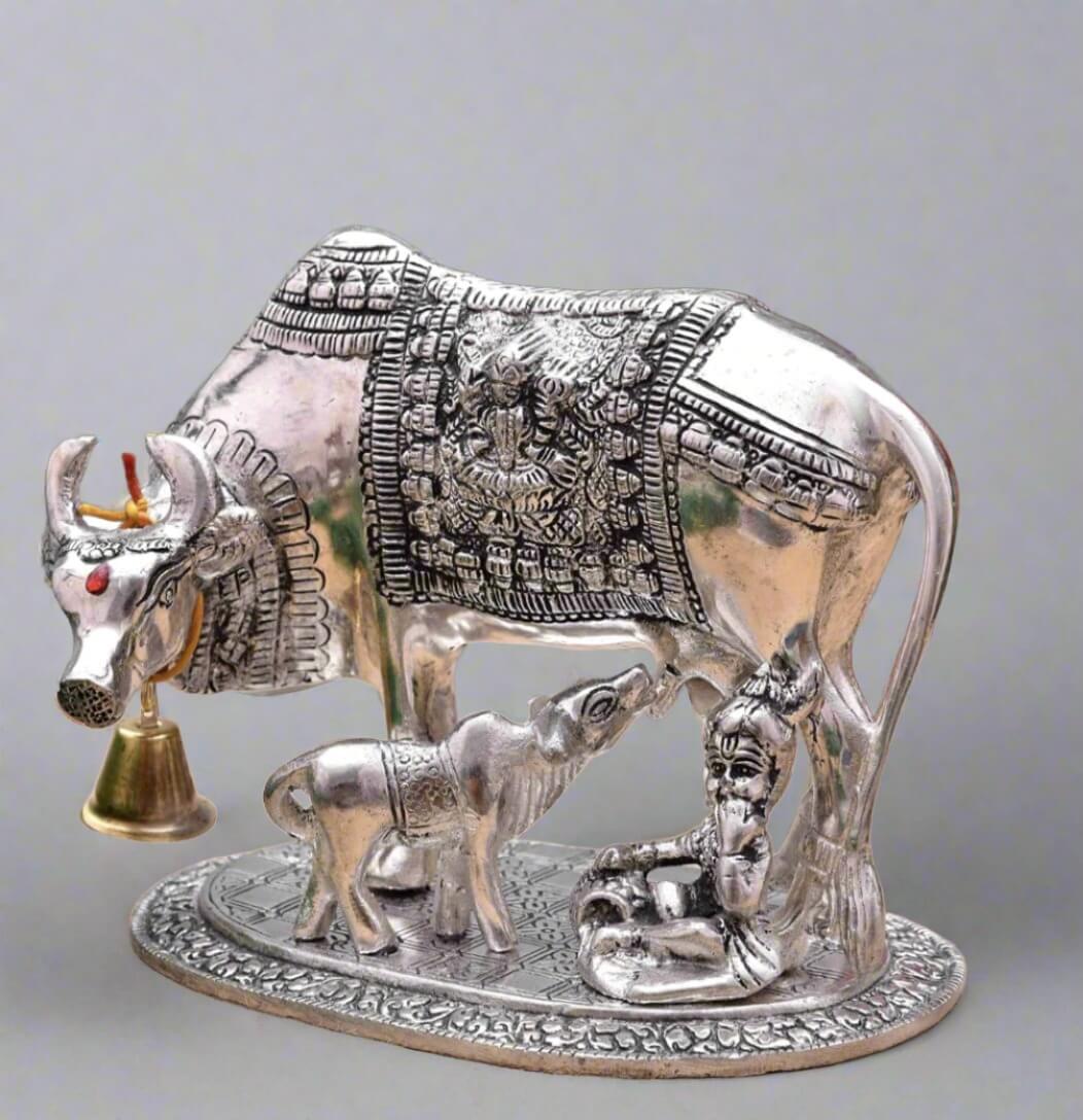 Cow and Calf With Krishna