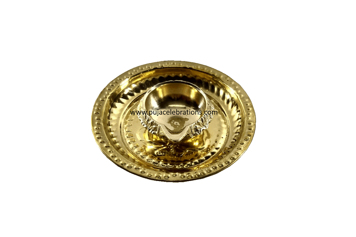 Brass Plate with Kubera Diya