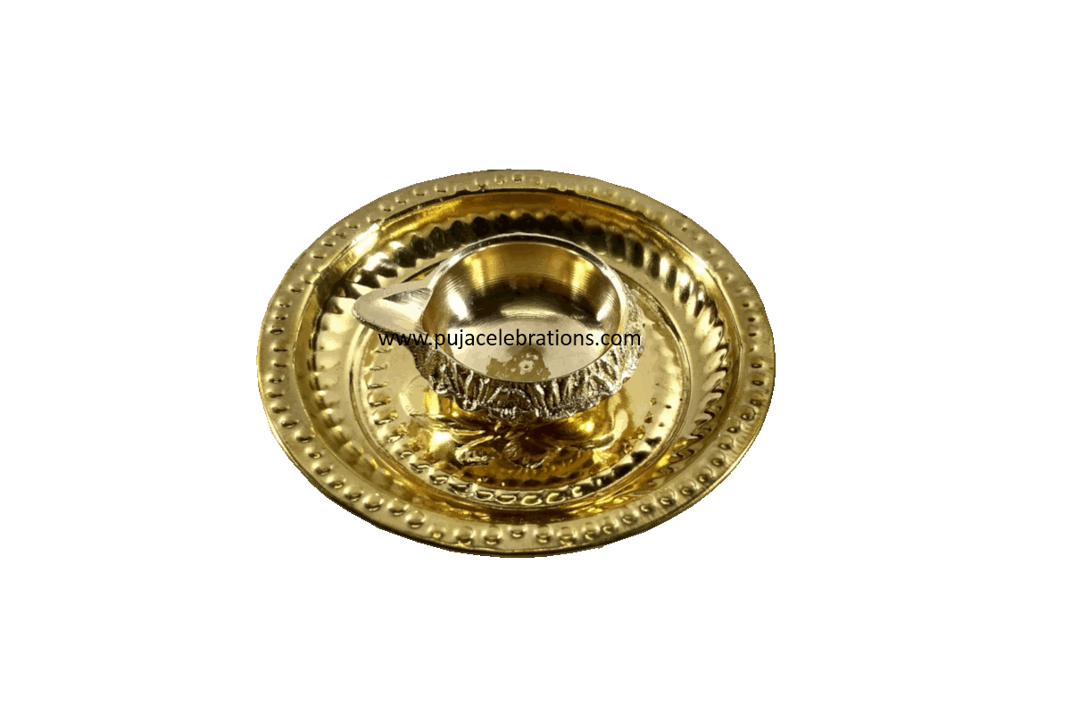 Brass Plate with Kubera Diya