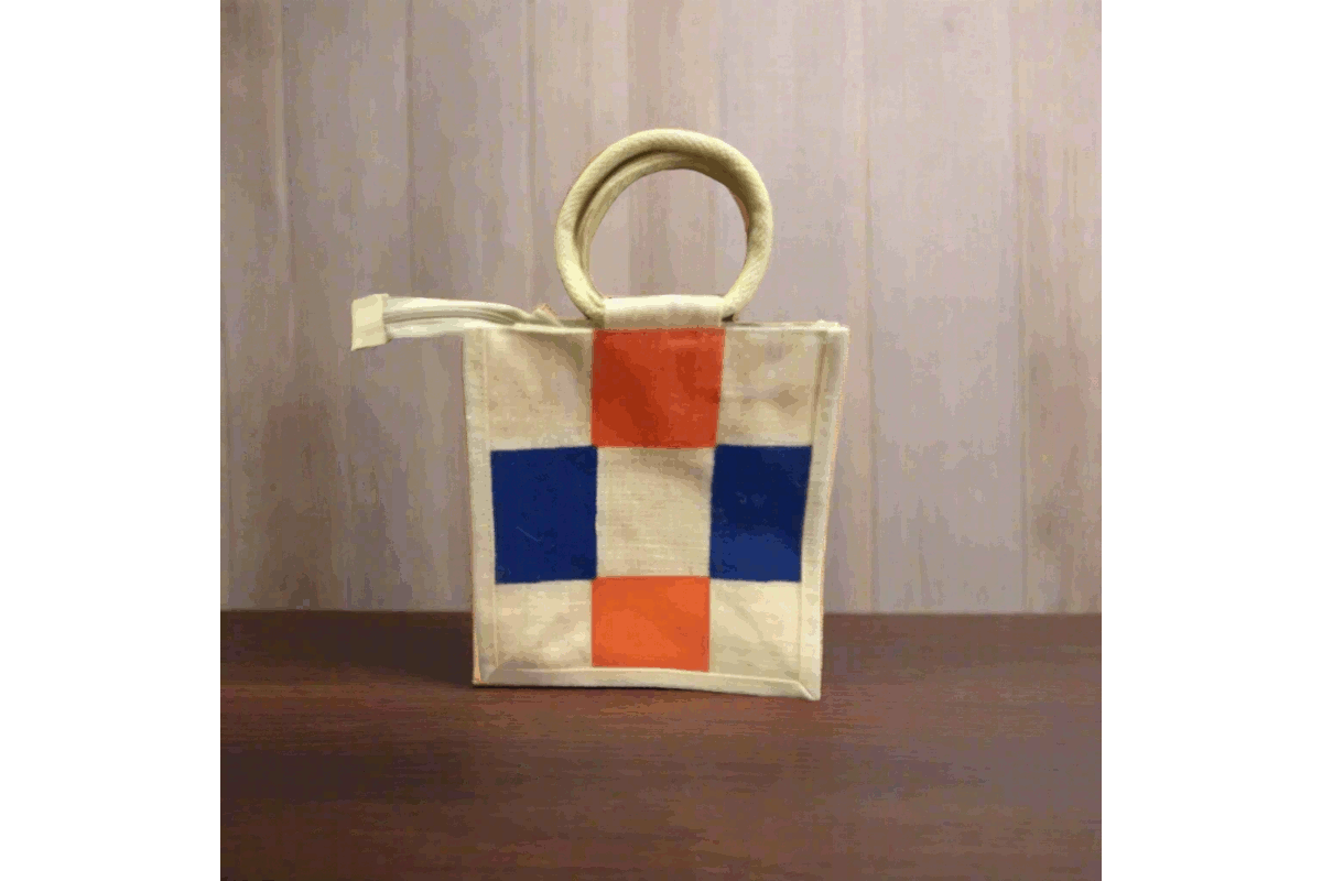 Checks Design Jute Bag