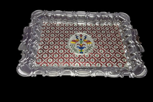 Double Peacock Meenakari Tray, Baby Shower Return Gifts