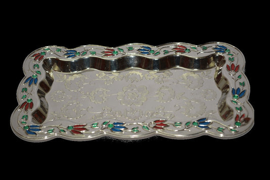 Silver Meenakari Tray for tambulya return gifts