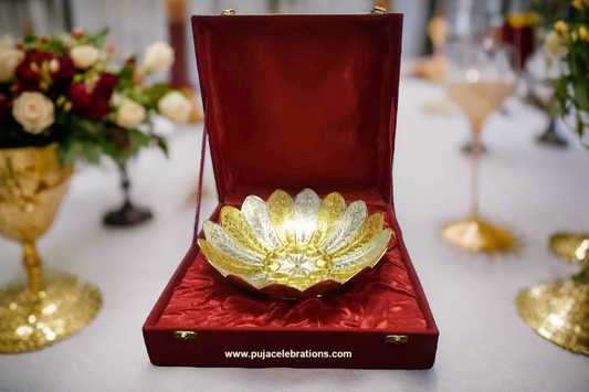 Gold Silver Plated Flower Bowl Big