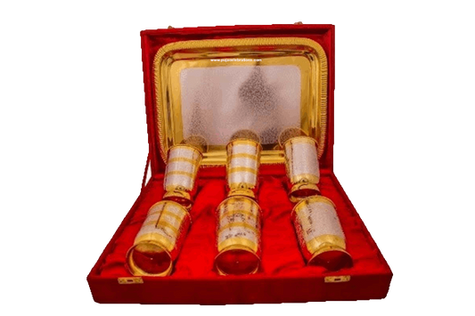 Gold Silver Plated Glasses Set