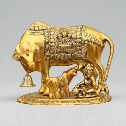 Cow and Calf With Krishna