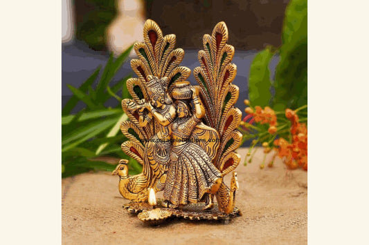 Radha Krishna Peacock Diya