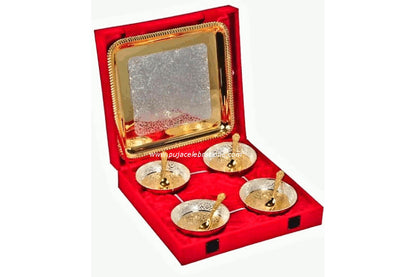 Bowl Gold Silver Tray Set