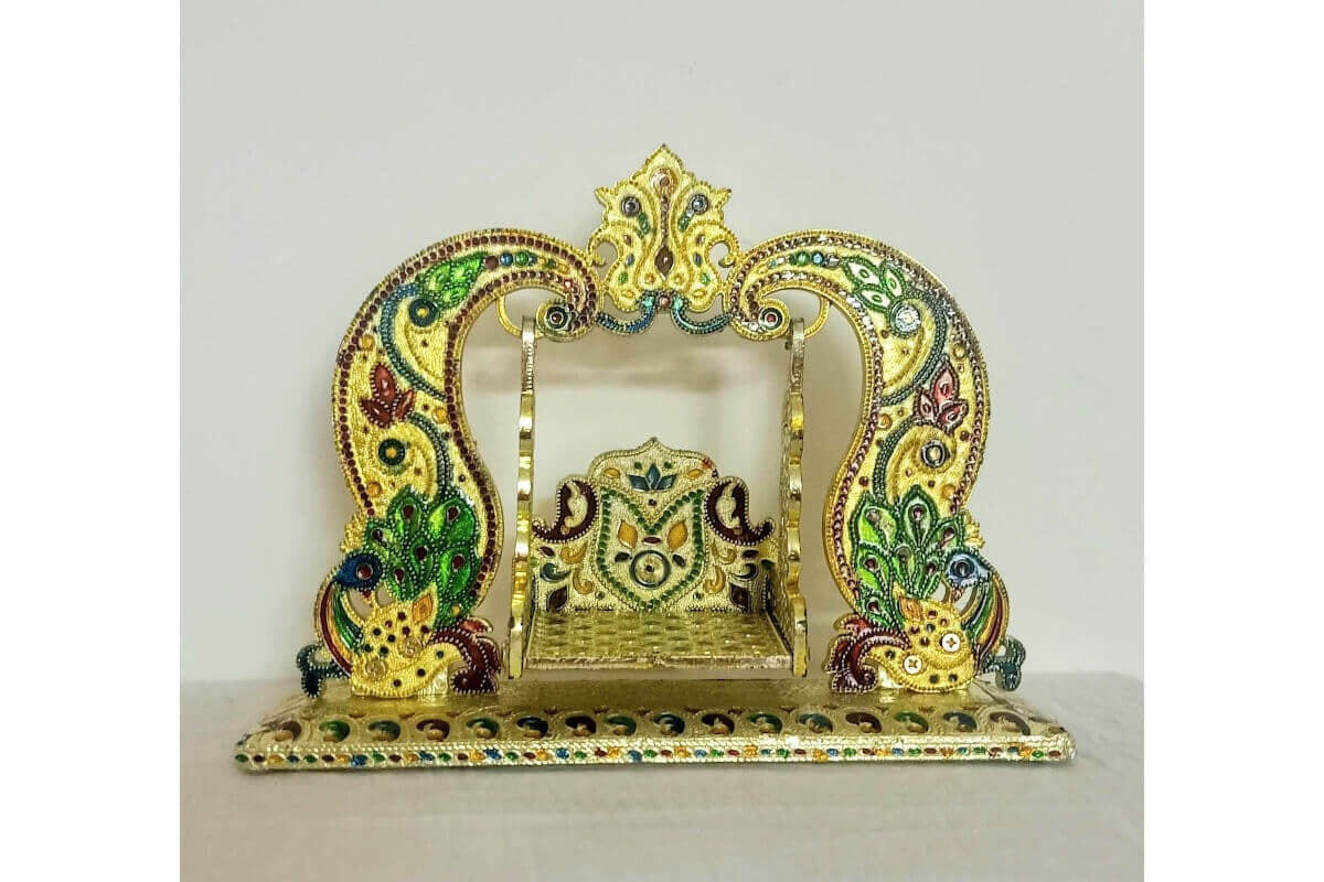 Green color Wooden Meenakari Jhula