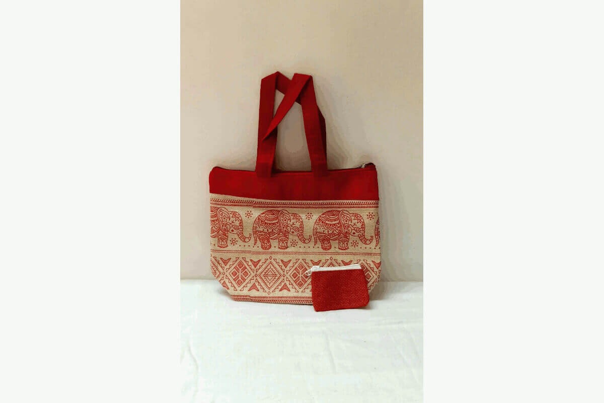 Print Jute Mix Bag with Coin Purse, Return Gift Ideas