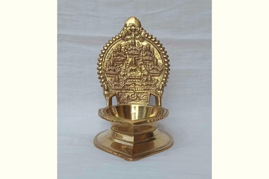 Front view of Brass Ashtalakshmi Diya