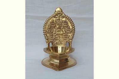 Front view of Brass Ashtalakshmi Diya
