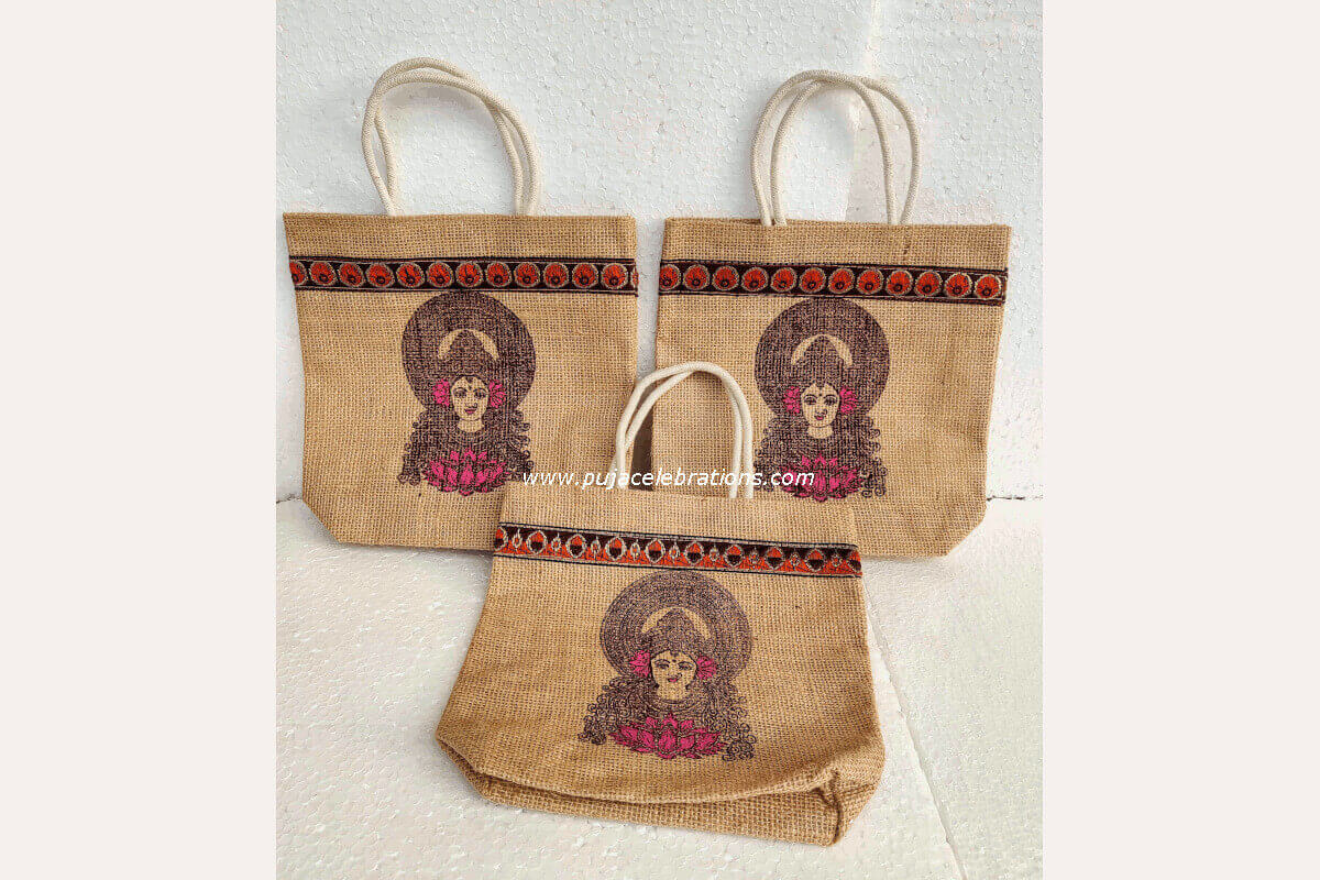 Varalakshmi Print Jute Bag