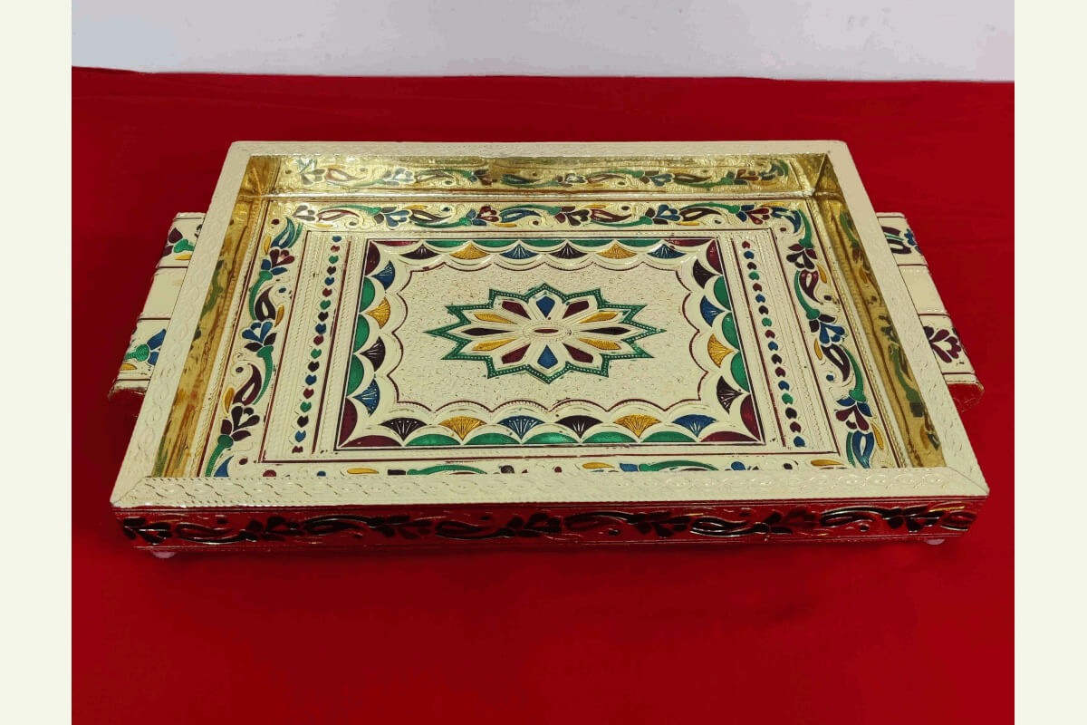 Meenakari Wooden Tray 12x8,  Return Gift Ideas for Housewarming