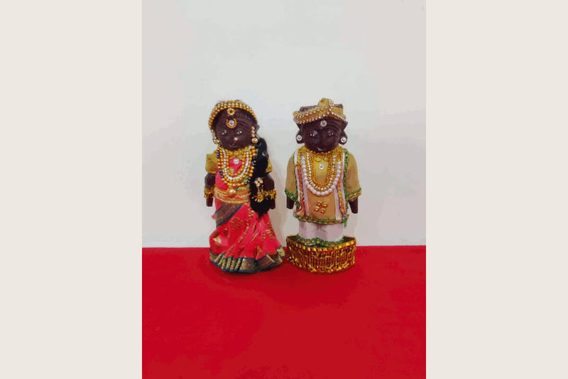 Decorated Wooden Marapachi Doll Pair for Navarathri
