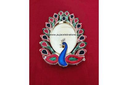 Oval Meenakari Peacock Kumkum Box